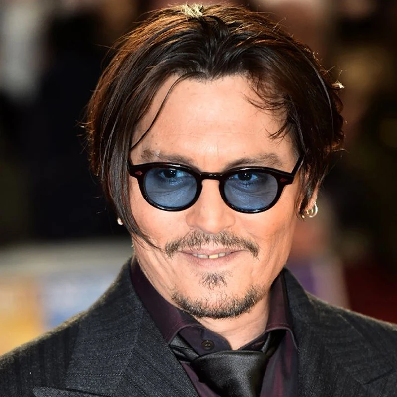 Fashion Johnny Depp Style Round Sunglasses Men Clear Tinted Lens Brand  Design Party Show Sun Glasses For Male Blue Oculos De Sol - Sunglasses -  AliExpress