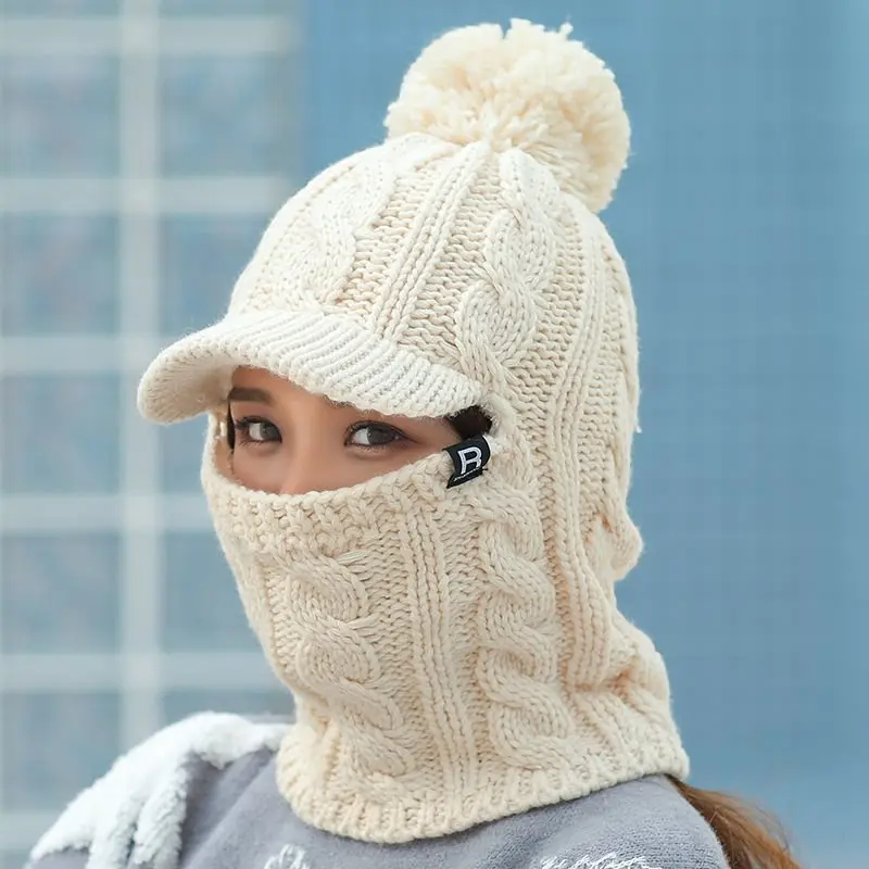 

2019 Winter Hat Women girl Warm Skullies Beanies Hat Face Neck Protection Balaclava Mask Gorras Bonnet Knitted Hat Ski Cap