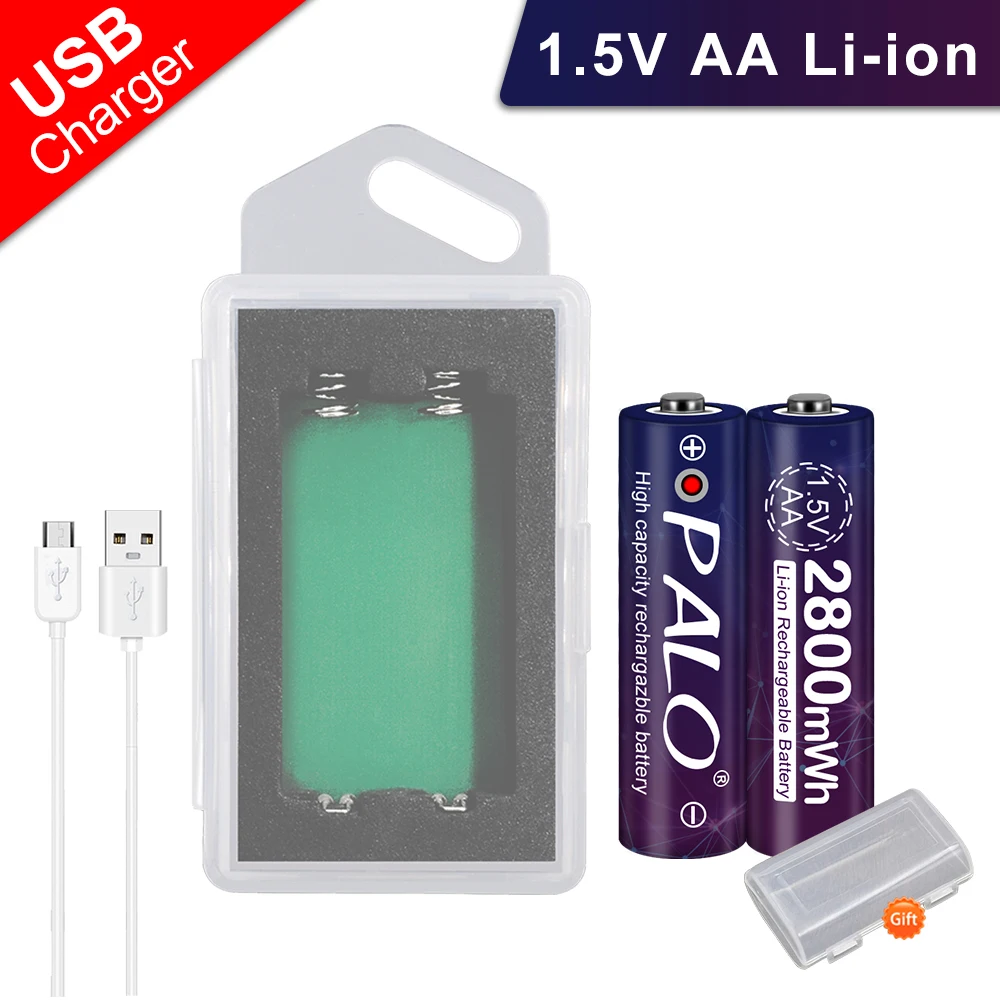 PALO 2800mWh AA1.5V литий-ионный аккумулятор 1 5 V AA перезаряжаемый для предварительной