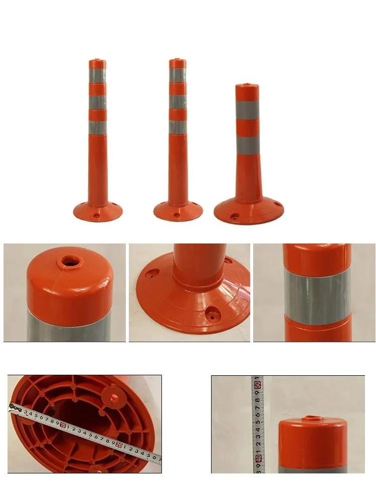 45cm High Warning Weighted Reduce Danger TPU Road Facilities Crossing Sign Safety Reflective Pile Elastic Column Cone