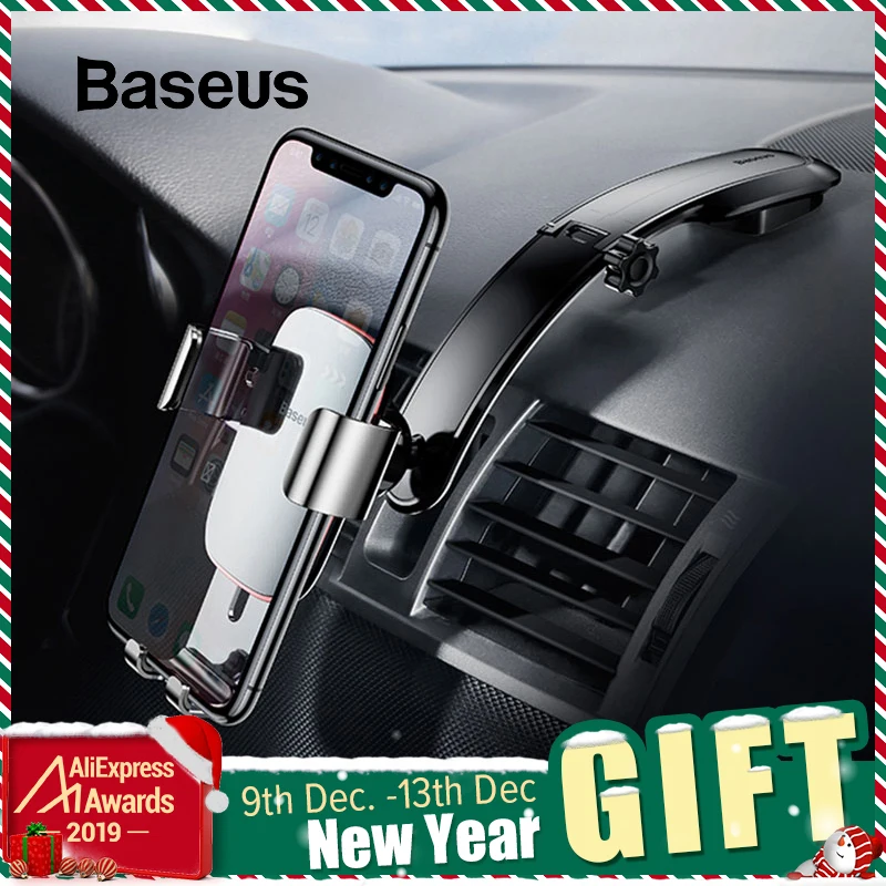 Baratos Baseus de Metal del teléfono del coche soporte de montura para iphone Samsung plegable gravedad teléfono móvil teléfono soporte para tablero de coche soporte de