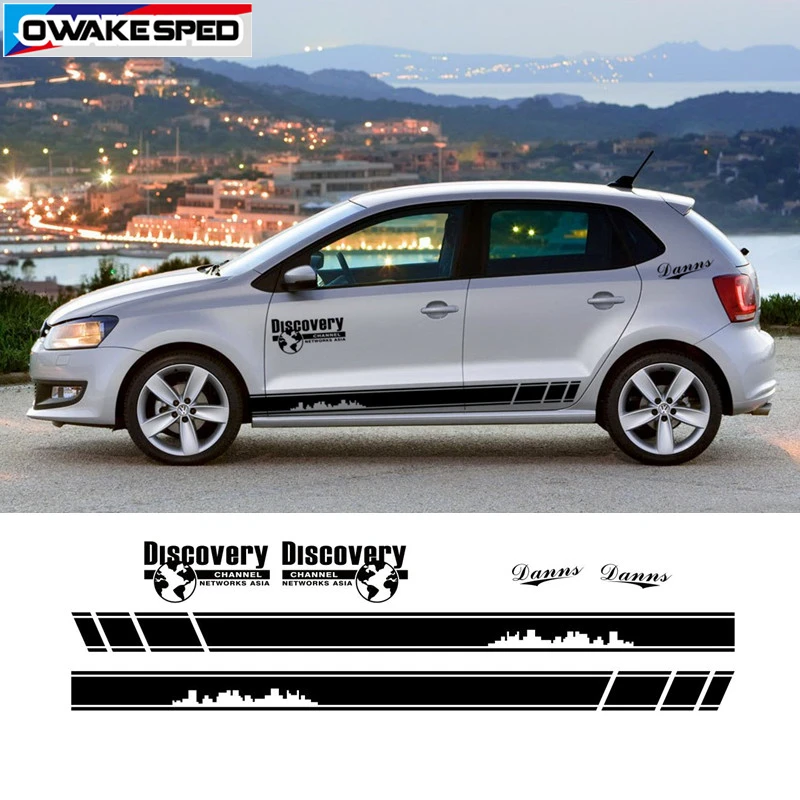 

1set Car Door Side Skirt Sticker For Volkswagen POLO GOLF Auto Body Discovery Map Graphics Sport Styling Vinyl Decals
