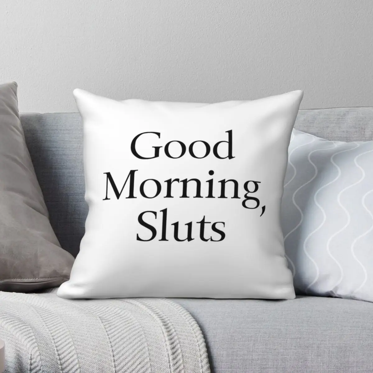 Квадратный Чехол-Подушка Good Morning Sluts из полиэстера и льна | Дом сад
