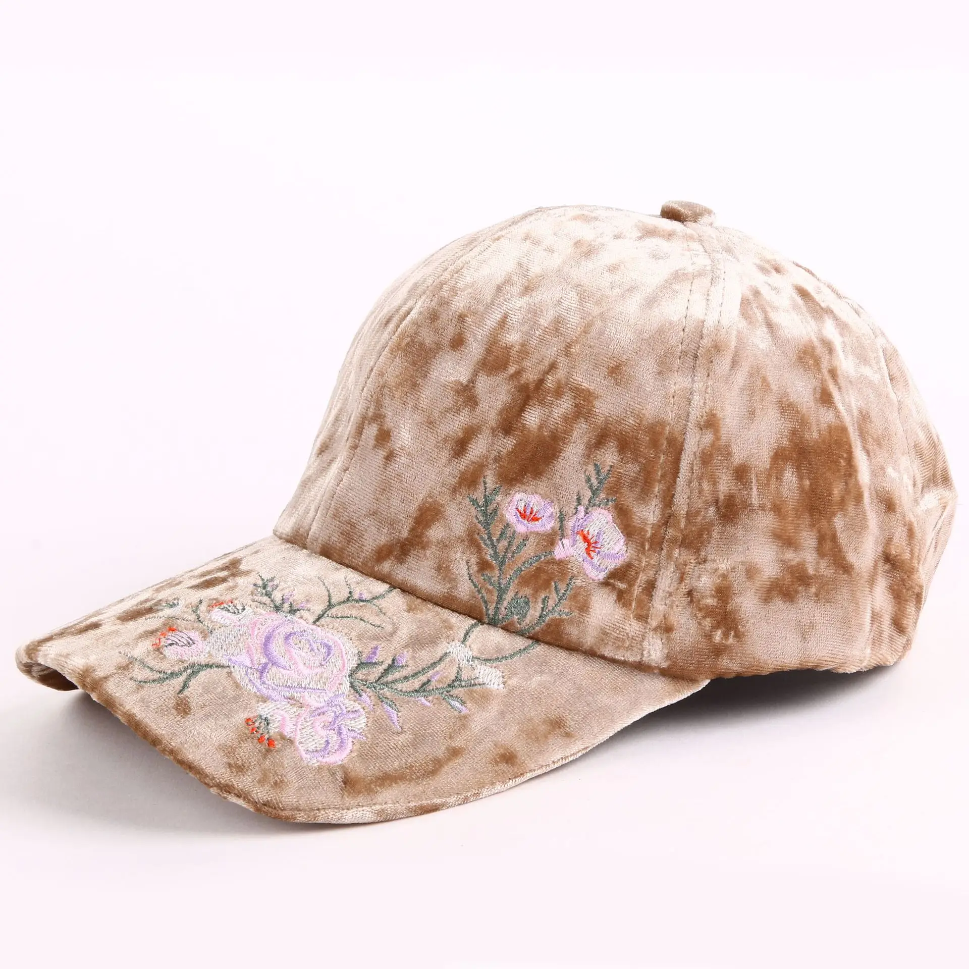 khaki Новая корейская модная Золотая Бархатная модная теплая Бейсболка с вышивкой - Цвет: khaki