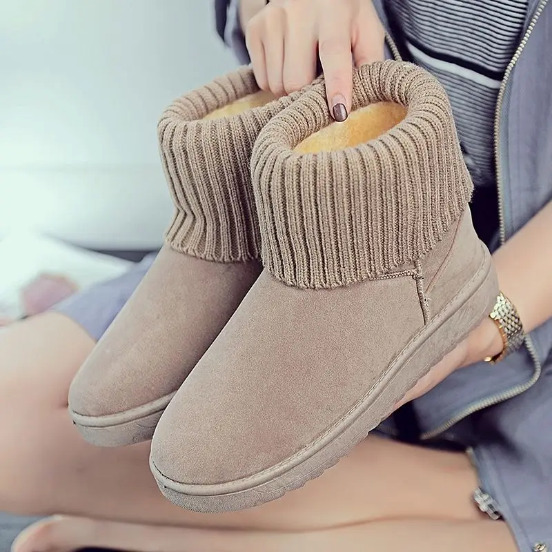 

Winter Snow Women Boots Cottom Fabric Warm Plush Round Toe Flats with Snow Shoes for Women Fashion Winter Ankle Boot for Women