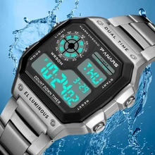 

PANARS Sport Digital Watch Men Watches Chronograph Waterproof Stainless Steel Strap Wristwatch Mens Male Clock Relogio Masculino