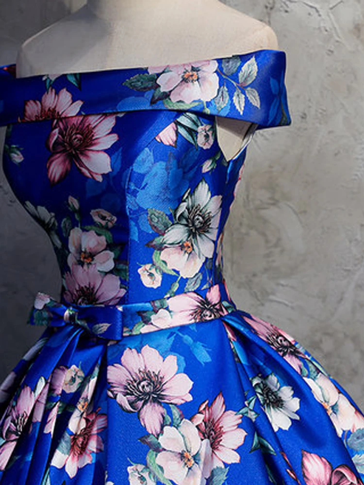 Это свадебное платье YiiYa элегантное голубое свадебное платье с принтом и вырезом лодочкой с открытыми плечами размера плюс платье с шлейфом CH061