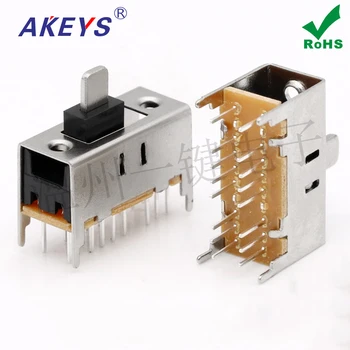 

10pcs SS-43D SS-43D01 (4P3T) iron handle 3 shifting slide switch 4 fixed feet double row 16 feet vertical