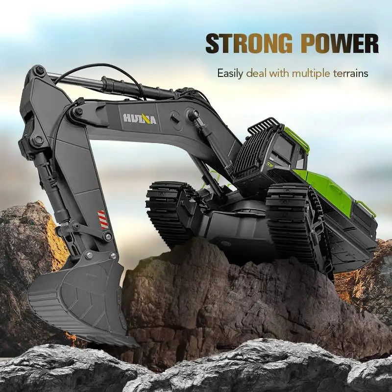 

Huina 593 Rc Excavator 1/14 22Ch Unlimited Rotation Alloy Cars Trucks Remote Control Truck Toys Double Track Engineering Vehicle