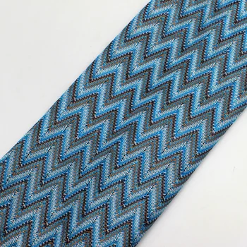 

Knitting Lace Fabrics Zig Zag 1 Meter Blue Wave Striped Soft Crocheted Lace Cloth Knitted Lace For Dress 150CM Wide 170g/Meter