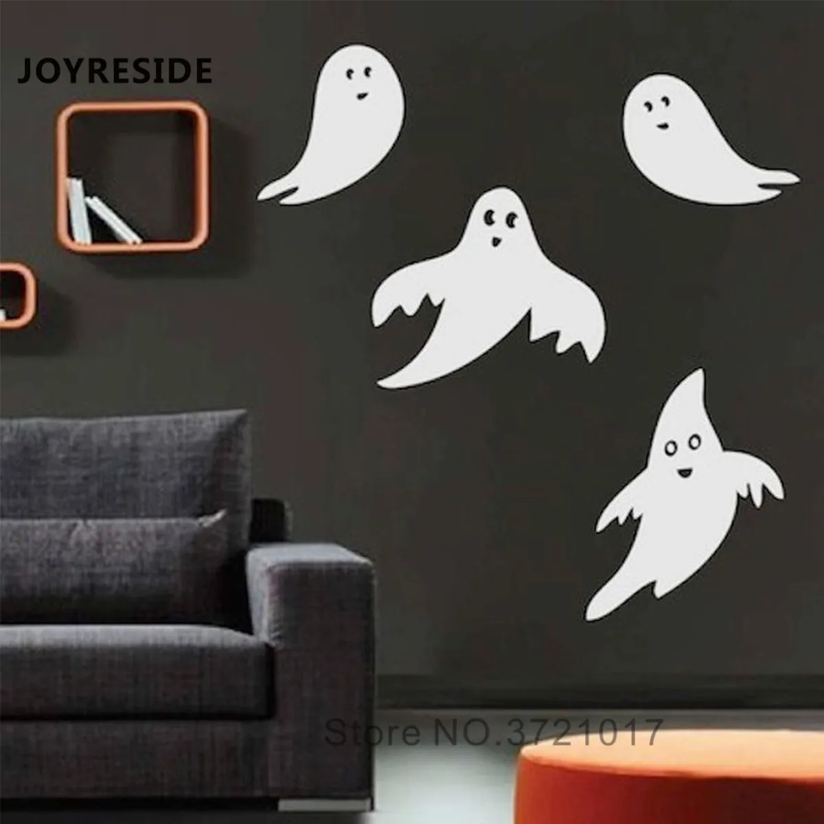 

JOYRESIDE Ghost Wall Sticker Halloween Art Design Decals Home Livingroom Kids Rooms Wall Decal Halloween Stickers Decor WM064