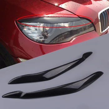 

Carbon Fiber Black Car Headlight Retrofit Accessories Eyelids Trim Eyebrow fit for BMW X5 E70 2007 2008 2009 2010 2011 2012 2013