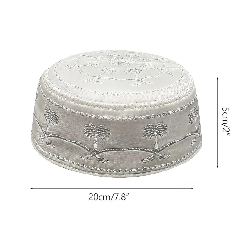 New white cotton cloth Muslim Prayer Hats for men soft Fashion Islamic Round Caps Indian Topi Kufi Eid Ramadan Pray Dropshipping - Image 2