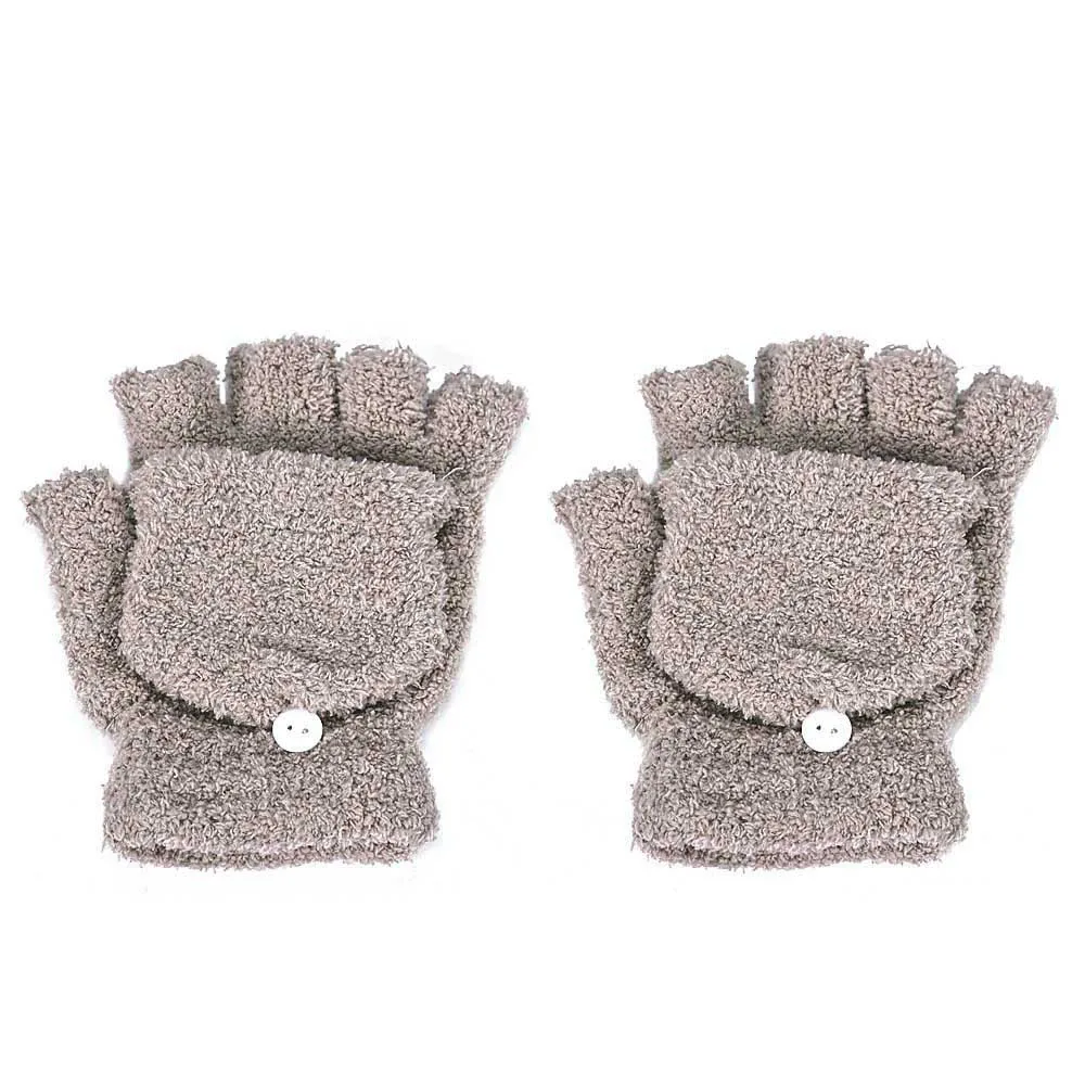 Детские перчатки для девочек и женщин, теплые зимние перчатки без пальцев, женские перчатки, женские зимние теплые перчатки