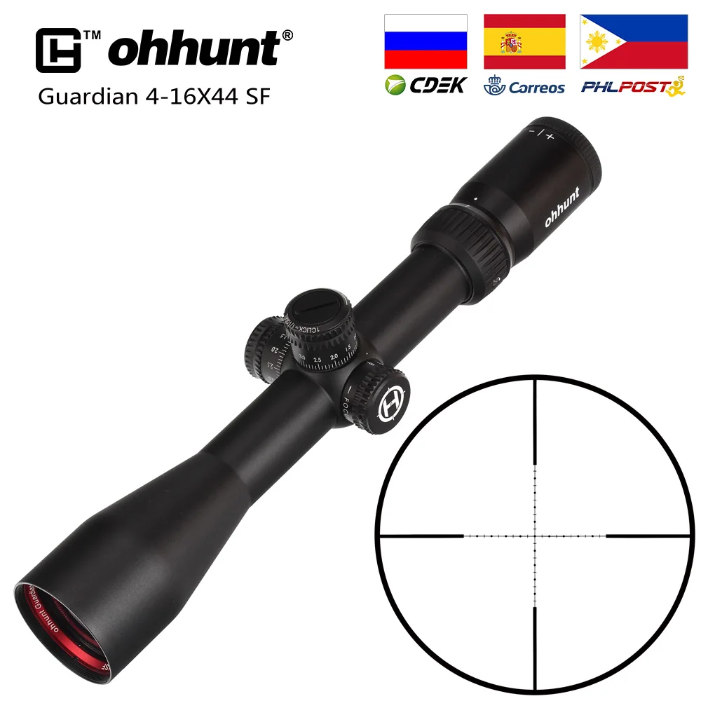 Ohhunt Guardian 4-16X44 SF Охотничья винтовка прицел 1/2 полумиллиметровая точка сетка боковая параллакса башенки замок сброс тактические оптические прицелы