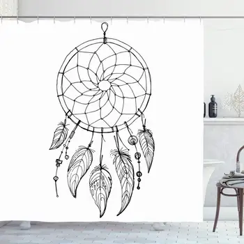 

Shower Curtain Set with Hooks 72x78 Inches Fashion Beads Dreamcatcher Dream Feathers Aztec Bird Set Indian Magic Nature Vintage