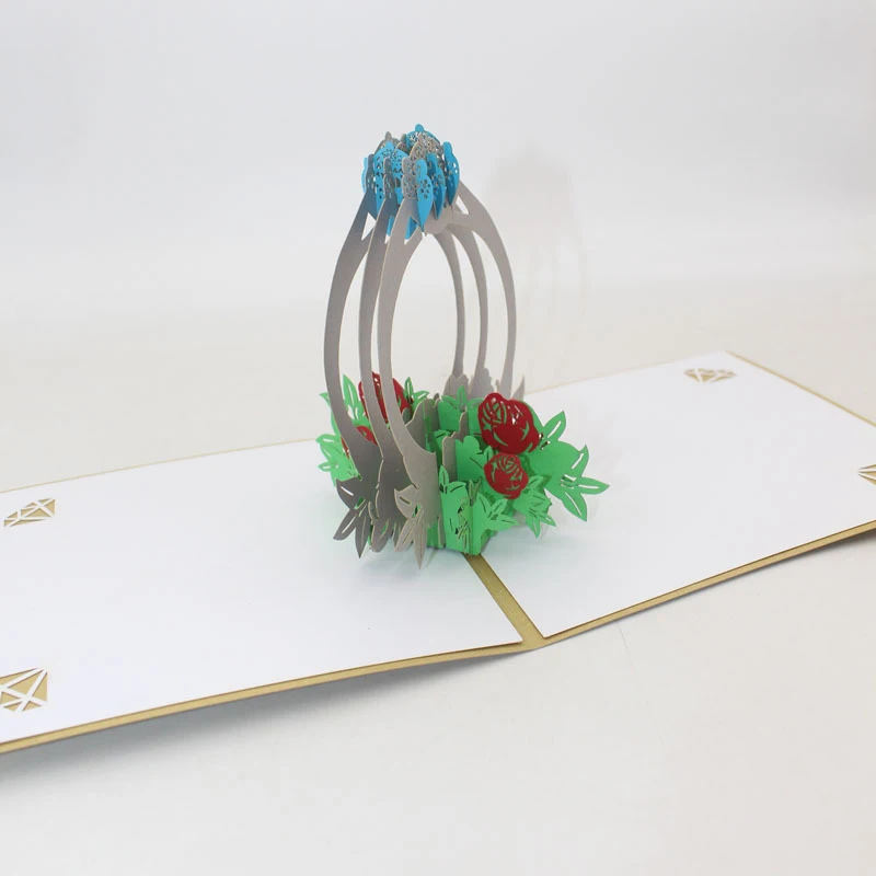  3D Handmade Sapphire Diamond Ring Paper Invitation Greeting Cards Anniversary Wedding Party Valenti - 4.00042E+12