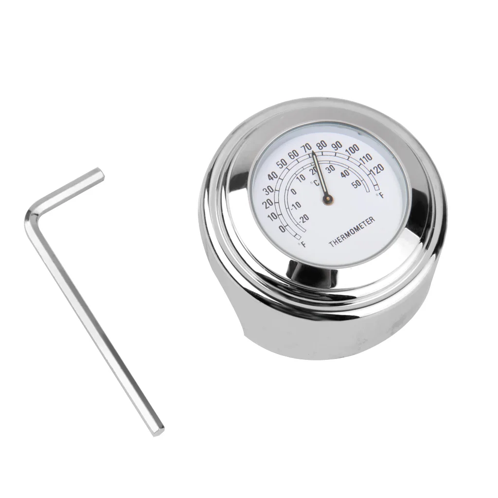 

7/8" 1" Handlebar Dial Clock Thermometer For Motorcycle Cruiser Chopper