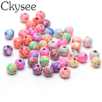

Ckysee 6/8/10/12mm 100pcs Mix Colors Spaced Beads Round Shape Clay Beads Soft Pottery Beads For Jewelry Making