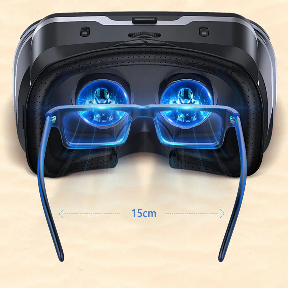 Регулируемые 3D очки из искусственной кожи для 4,7-6 дюймовых фильмов, видео игр, VR гарнитура, картонный шлем, защита от синего света