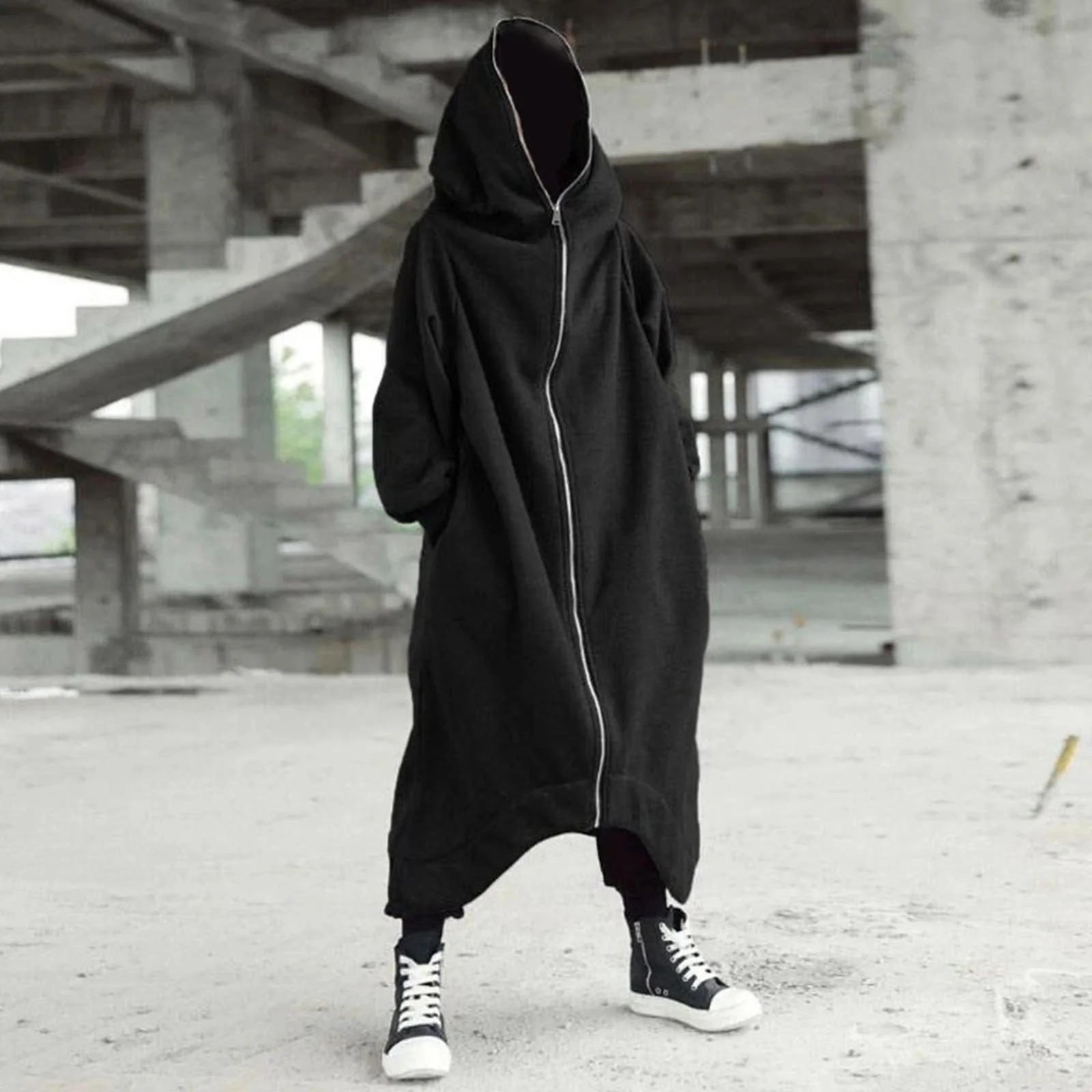 Mens Long Hoodie Zipper Coat Nazgul