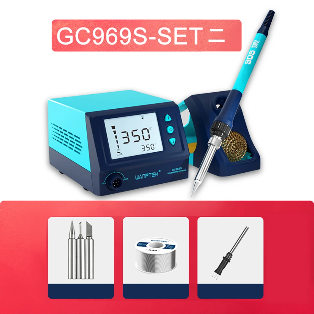 Adjustable LED Digital Soldering Station Rework Station Electric Soldering Iron For Phone PCB IC SMD BGA Welding Repair Wanptek best soldering iron for electronics Welding Equipment