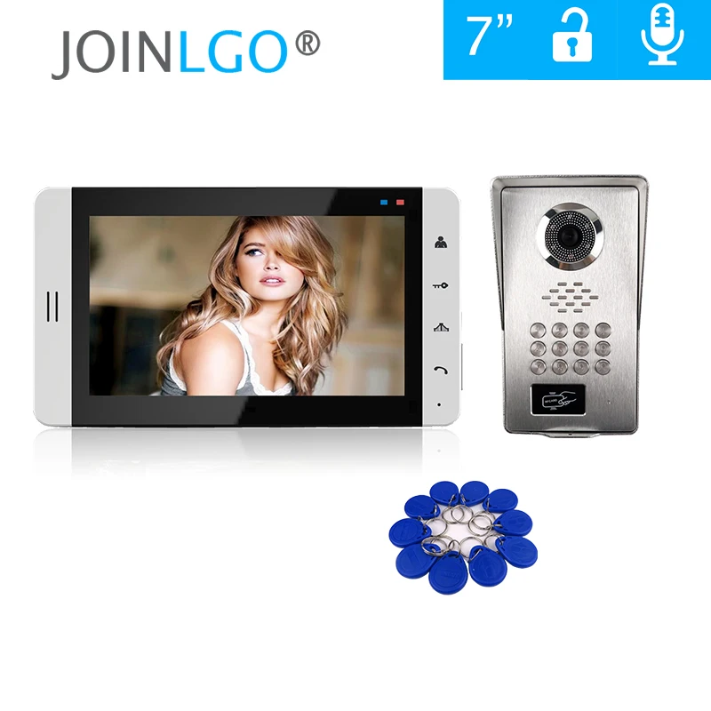 FREE SHIP 7\ Touch White Monitor Video Door Phone Intercom System + Waterproof RFID Code Keypad Unlock Doorbell Camera