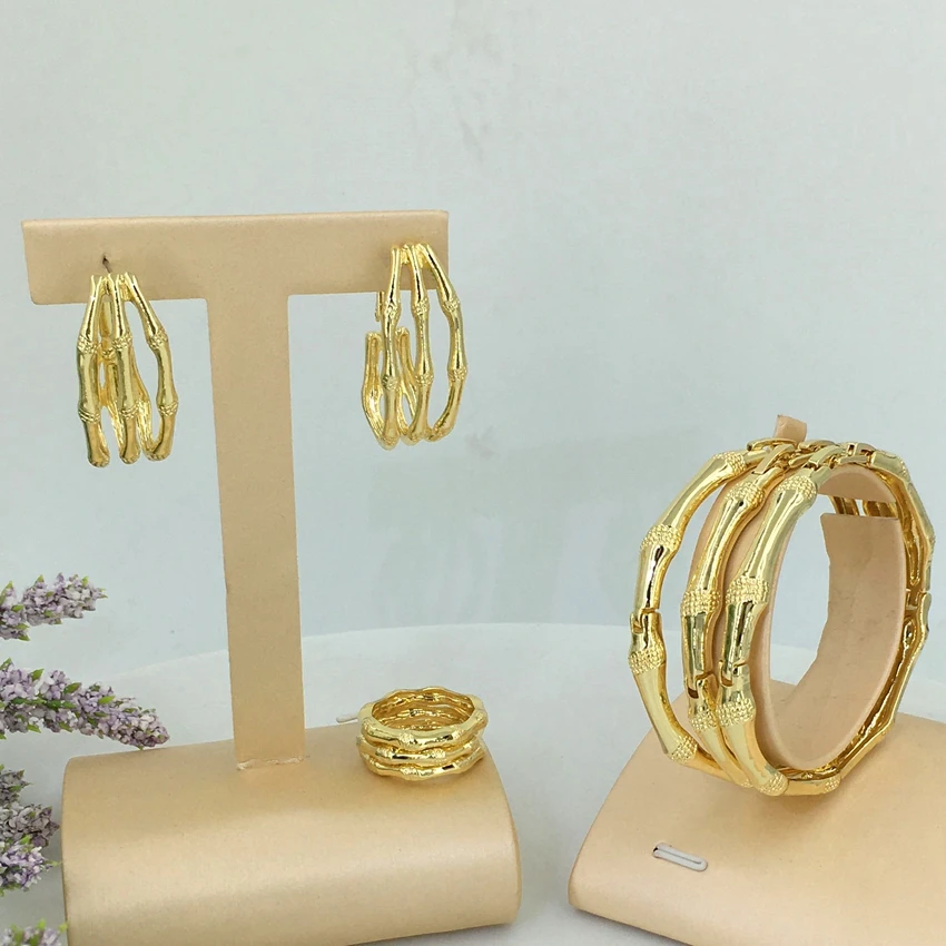 

Yuminglai Russian Elegant Classic Design Trendy 3pcs Luxury Jewelry Sets Earrings Bracelet & Ring Bracelet Sets FHK11928