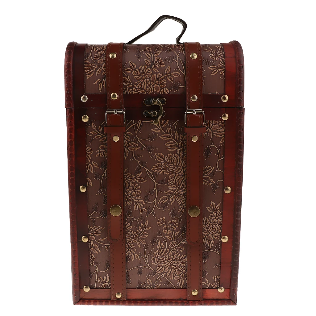 MagiDeal Vintage Antique Wooden Wine Box Wedding Wine Gift Box- 2 Bottle Standard Wine Bottle Single Wine Box Wine Gift Box