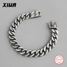 925 пробы серебряные винтажные черные панцирные кубинские браслеты-цепочки для женщин и мужчин унисекс дизайнерские ювелирные изделия роскошный персонализированный браслет