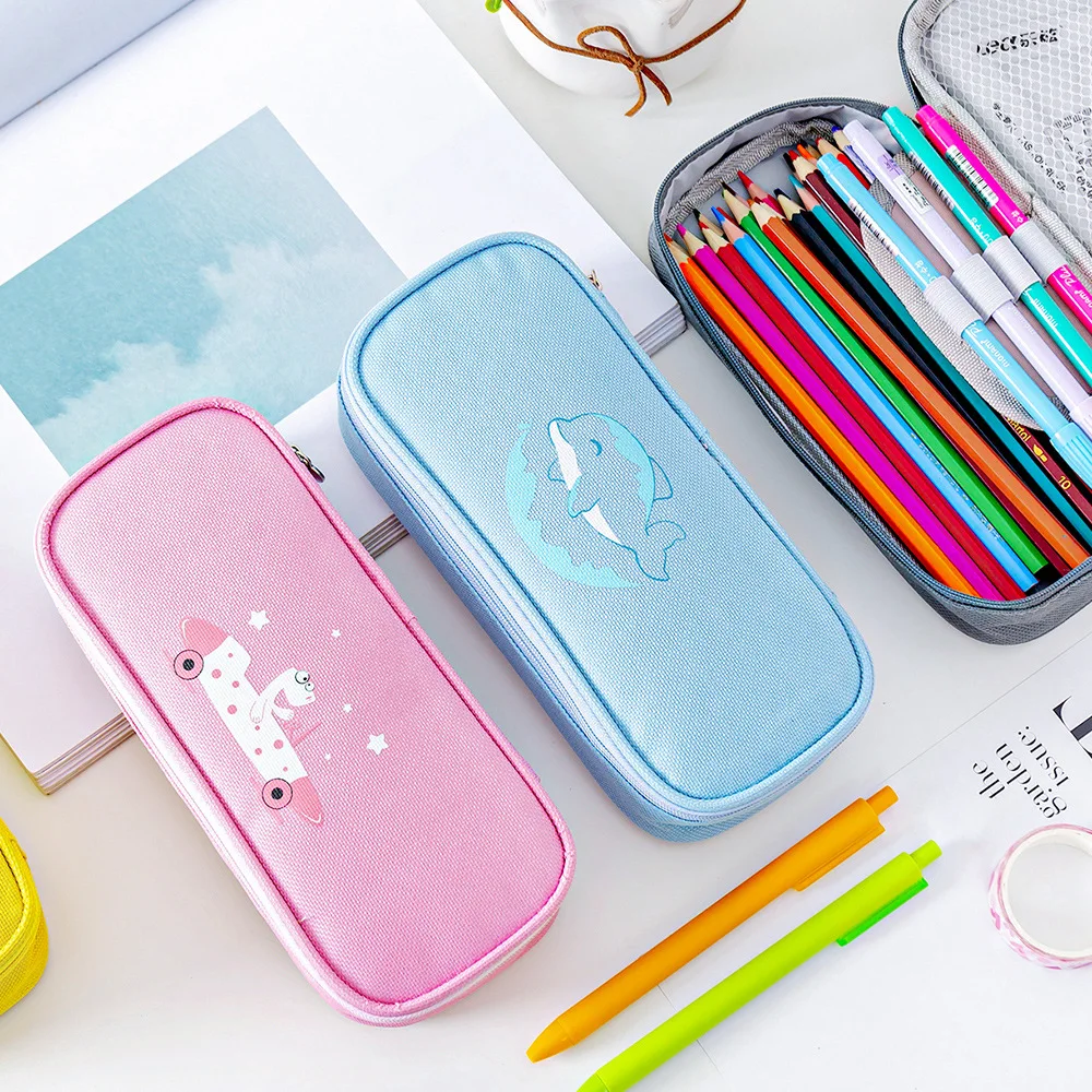 

Cute Unicorn Pencil Case Animal Rabbit Dolphin Pencilcase Boy Girl Large Capacity Canvas Kawaii Pen Box Stationery School Supply