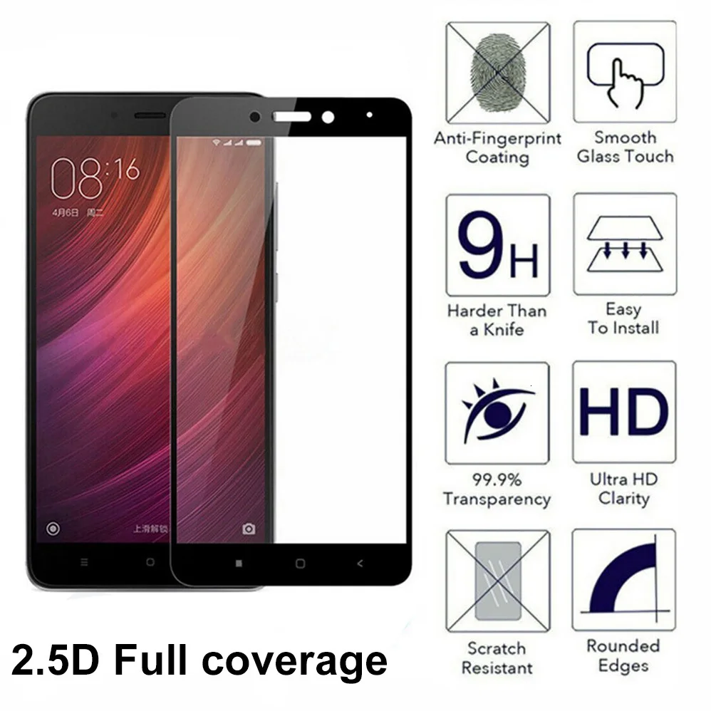 Для Redmi 4 Pro ТПУ силиконовый чехол Мягкий ТПУ чехол для Redmi 4X0,3 мм 2.5D прозрачное закаленное стекло Защита экрана для Xiaomi Redmi4