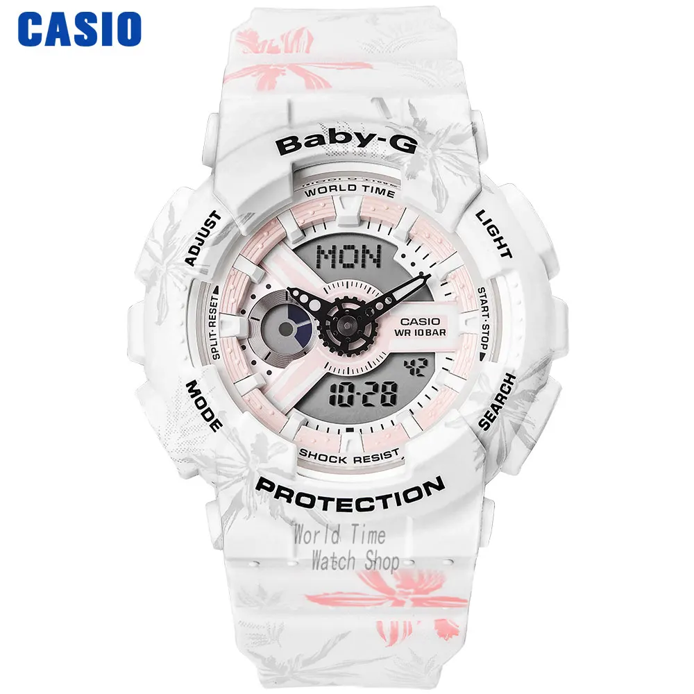 Часы Casio BABY-G Женские кварцевые спортивные часы мода рестинг на открытом воздухе спортивные двойные водонепроницаемые baby g Часы BA-110 BA-111 - Цвет: BA110CF7A-1