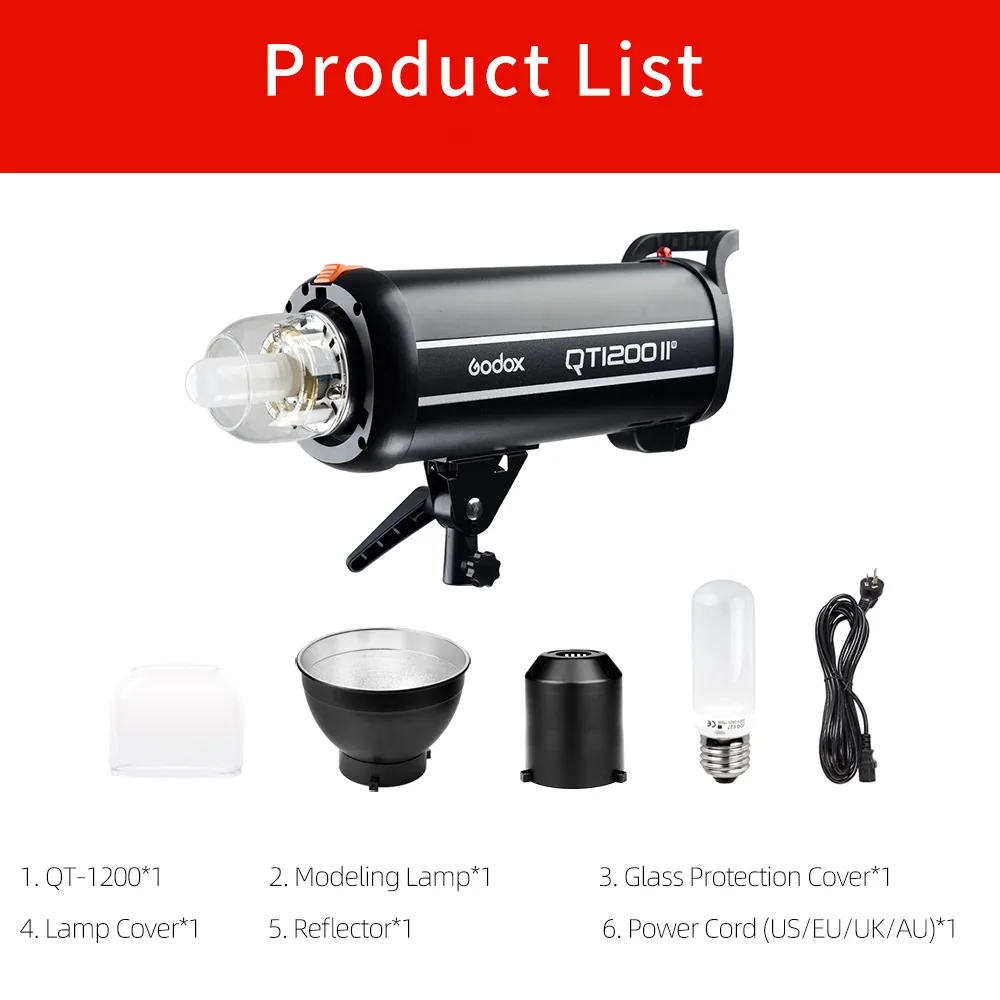 US $998.75 Godox QT1200II QT1200IIM 1200WS GN102 18000s High Speed Sync Built In 24G Wirless X System With Bulb Flash Strobe Light Lamp