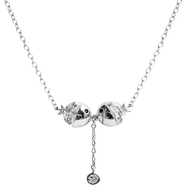 

925 sterling silver necklace Kiss fish individuality creative contracted Women's fashion jewelry