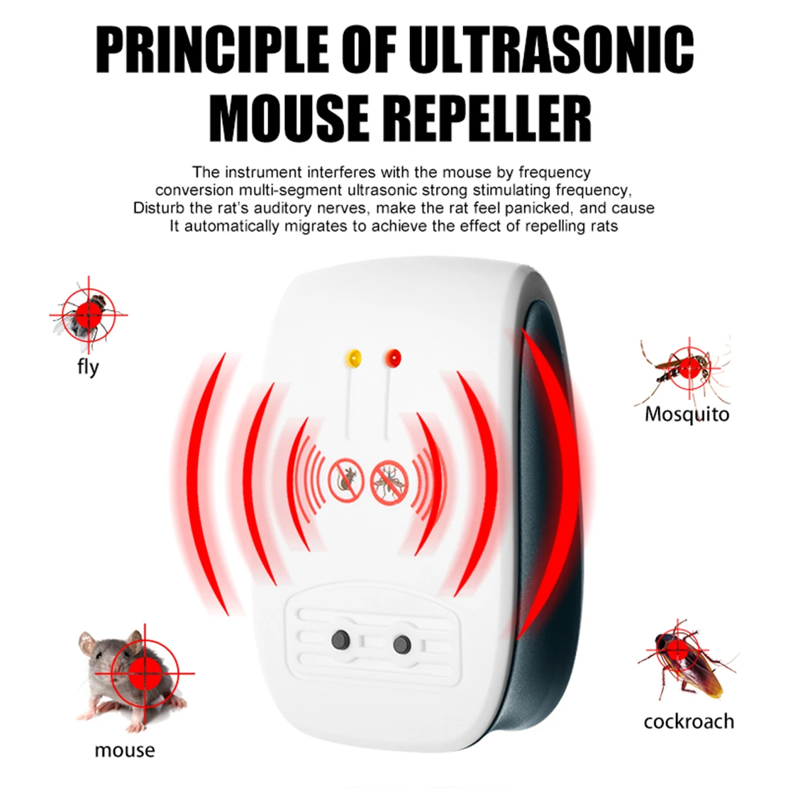 1 Pz Mini Repellente Per Insetti Ad Ultrasuoni Di Alta Qualità, Zanzara, Roditore E Cimice, Repellente Per Scarafaggi Killer Eu/Us/Uk Plug