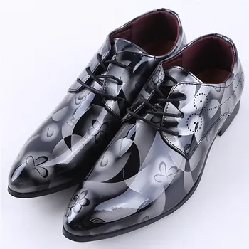 

Fashion Men Dress Shoes Shiny Patent Leather Men's Formal Business Groom Wedding Oxford Shoes Plus Size yuj89
