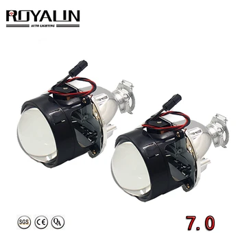 

ROYALIN Version 7.0 Mini Bi-xenon H1 Projector Headlights Lens for H4 H7 Auto Light Retrofits Car Styling Use H1 Lamp