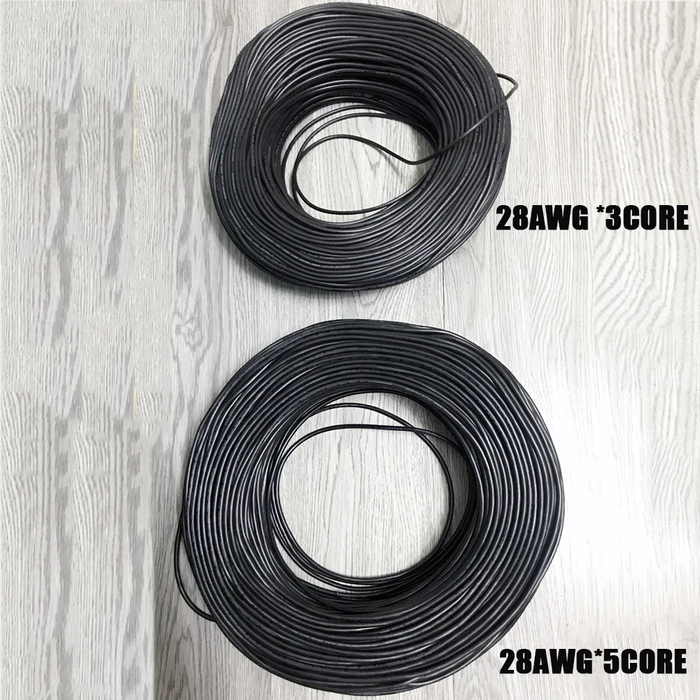 18AWG 20AWG 22AWG 24AWG 26AWG 28 AWG RVV 3 жилы Луженая Медь проводник Электрический RVV КАБЕЛЬ 3 Pin черный мягкий обшитый провод