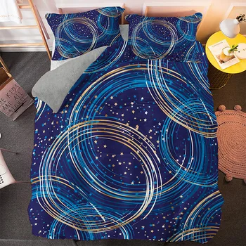 

Fashion Blue Geometry Duvet Cover Bedding Set Bedspread 2/3pcs Queen King Double Size Bed Sets