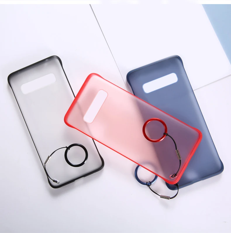 Ультратонкий Бескаркасный матовый чехол для телефона samsung Galaxy S10 e 5G Plus A 20 30 40 50 60 70 с кольцом веревка Чехол Coque Funda