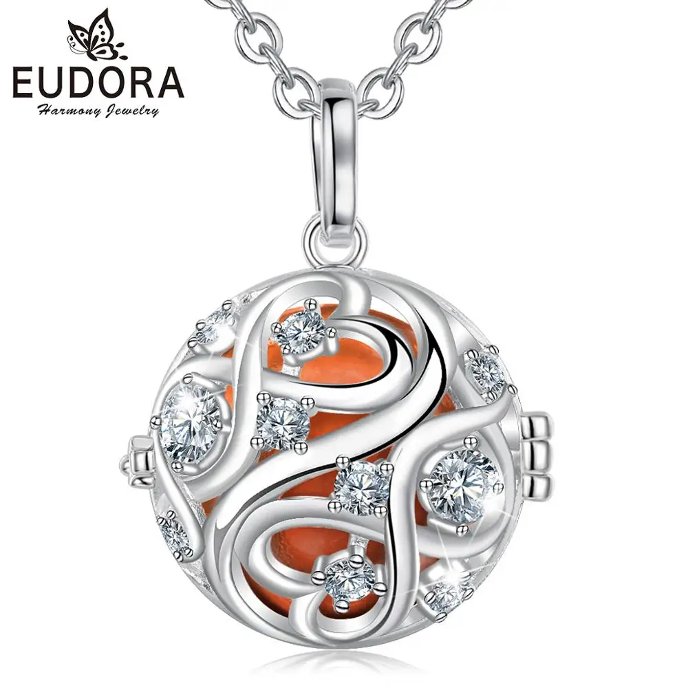 

Eudora 20mm Harmony Bola Ball Angel Caller CZ Locket Cage Pendant Fit DIY Chime Ball Necklace DIY Jewelry For Women K363