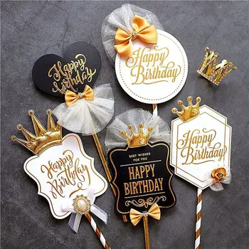 

Happy Birthday Cake Topper New Acrylic Colored flowers Letter Cake Toppers Cake Decorations For Weedding Birthday Party Supplies