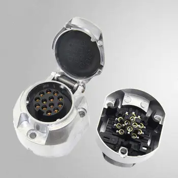 

13Pin Metal Trailer Socket Aluminium Alloy 13 Way Lights Connectors Electrics Adapter For Car RV Caravan E7CA