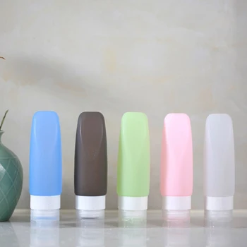 

5Pcs Portable Silicone Refillable Bottles Traveler Packing Lotion Points Shampoo Container Press Bottles