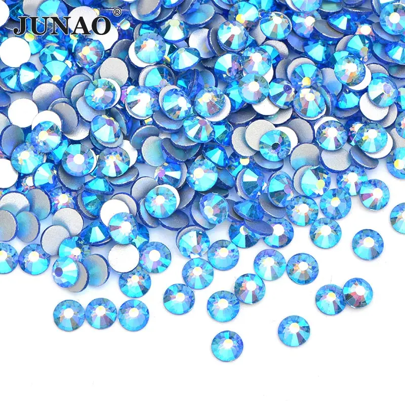 Light Blue AB JUNAO SS16 SS20 блестящая Роза AB стеклянные стразы для ногтей с плоской задней частью хрустальные камни аппликация без горячей фиксации Стразы для рукоделия одежды - Цвет: Light Blue AB