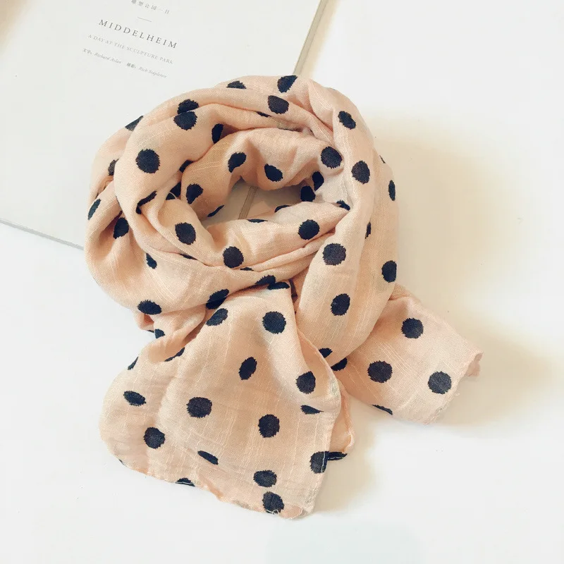 Dot Light pink Льняной тонкий шарф с разноцветными узорами для детей, девочек от 1 до 8 лет, с рисунком кактуса, теплый воротник, весна осень и зима - Цвет: Dot Light pink