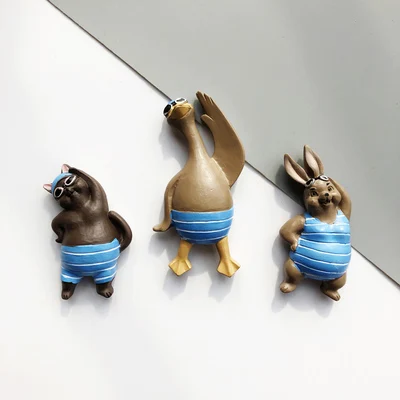 3D стерео Спорт магнит на холодильник с животным утка Кролик кошка креативный стикер сообщений дети как кухня украшение на холодильник паста - Цвет: 1set 3pcs