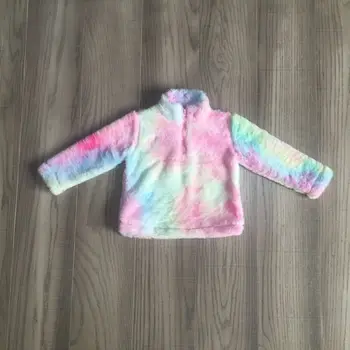 

baby girl fall/winter plush top girls tie dye plush raglans girls sherpa clothes
