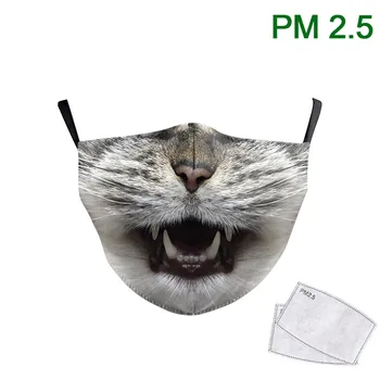 

Cute Cosplay Animal Half Face Mask Print Washable Fabric Masks Reusable PM 2.5 Protective Dust Masks Adjustable Mouth-Muffle